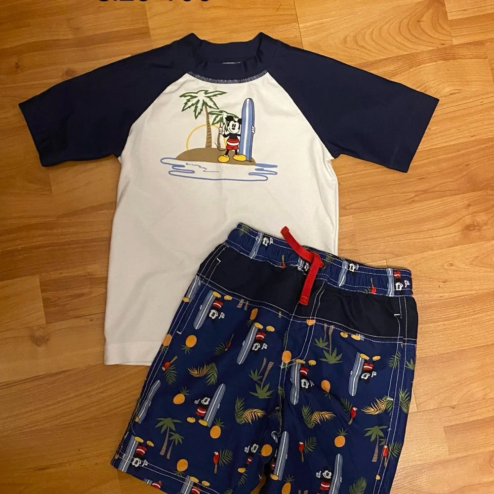Hanna Andersson/Disney Collab Navy and White Kids Swim Set